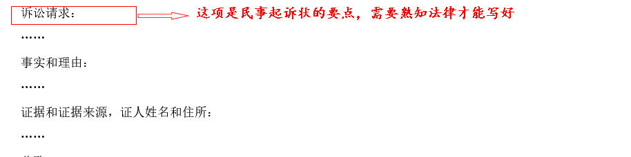 民事起诉状正文图片