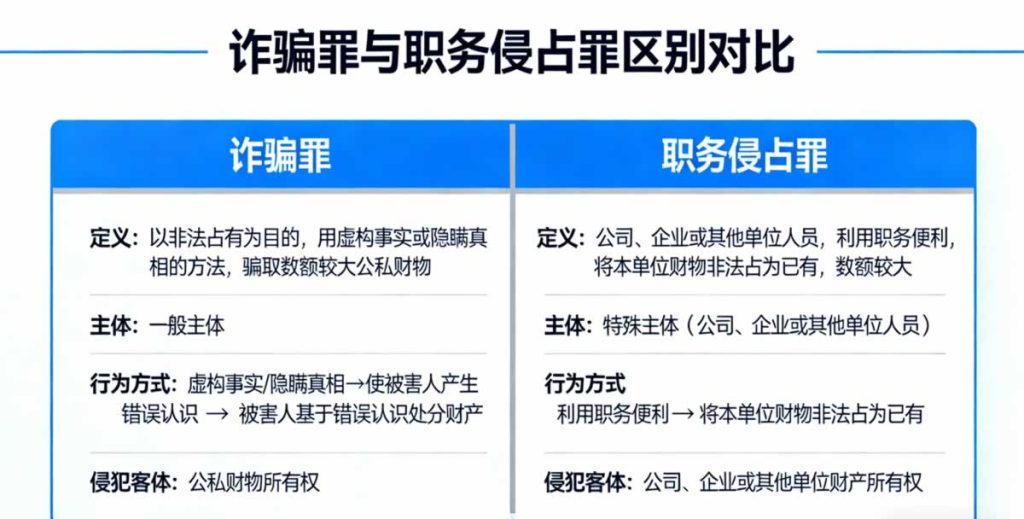 合同诈骗与职务侵占的区分