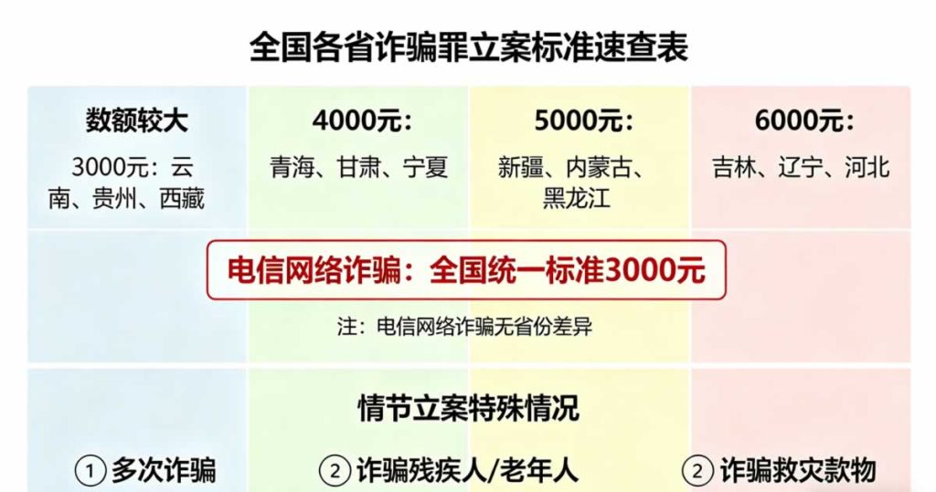 各省份诈骗立案标准