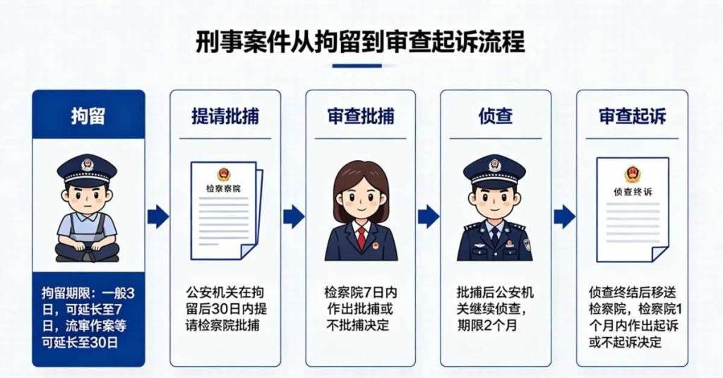 从刑事拘留到审查起诉流程